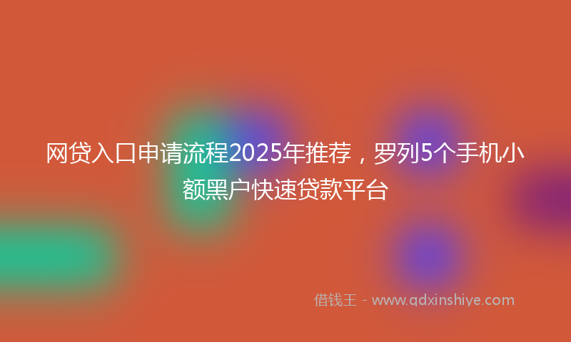 网贷入口申请流程2025年推荐，罗列5个手机小额黑户快速贷款平台