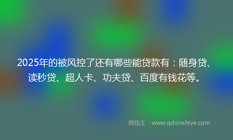 2025年的被风控了还有哪些能贷款有：随身贷、读秒贷、超人卡、功夫贷、百度有钱花等。