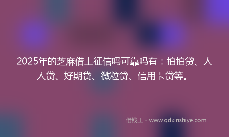 2025年的芝麻借上征信吗可靠吗有：拍拍贷、人人贷、好期贷、微粒贷、信用卡贷等。