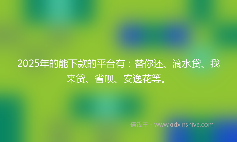 2025年的能下款的平台有：替你还、滴水贷、我来贷、省呗、安逸花等。