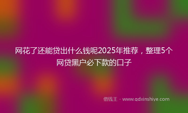 网花了还能贷出什么钱呢2025年推荐，整理5个网贷黑户必下款的口子