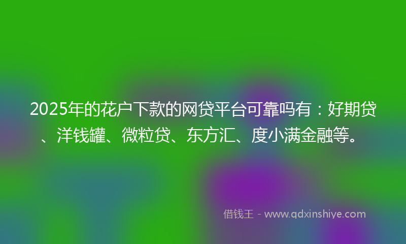 2025年的花户下款的网贷平台可靠吗有：好期贷、洋钱罐、微粒贷、东方汇、度小满金融等。