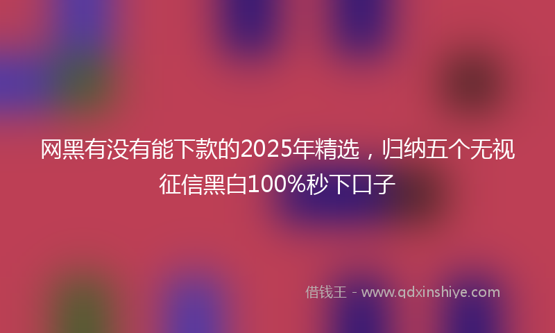 网黑有没有能下款的2025年精选，归纳五个无视征信黑白100%秒下口子