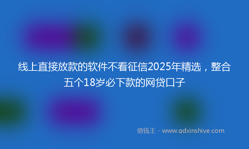 线上直接放款的软件不看征信2025年精选，整合五个18岁必下款的网贷口子