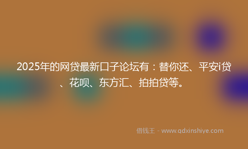 2025年的网贷最新口子论坛有：替你还、平安i贷、花呗、东方汇、拍拍贷等。