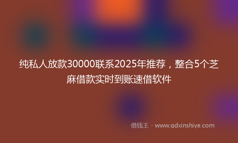 纯私人放款30000联系2025年推荐，整合5个芝麻借款实时到账速借软件