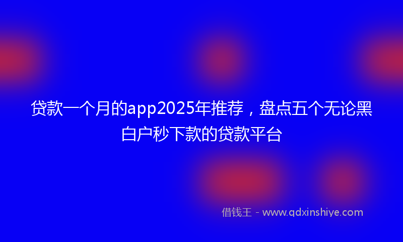 贷款一个月的app2025年推荐，盘点五个无论黑白户秒下款的贷款平台