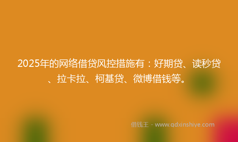 2025年的网络借贷风控措施有：好期贷、读秒贷、拉卡拉、柯基贷、微博借钱等。