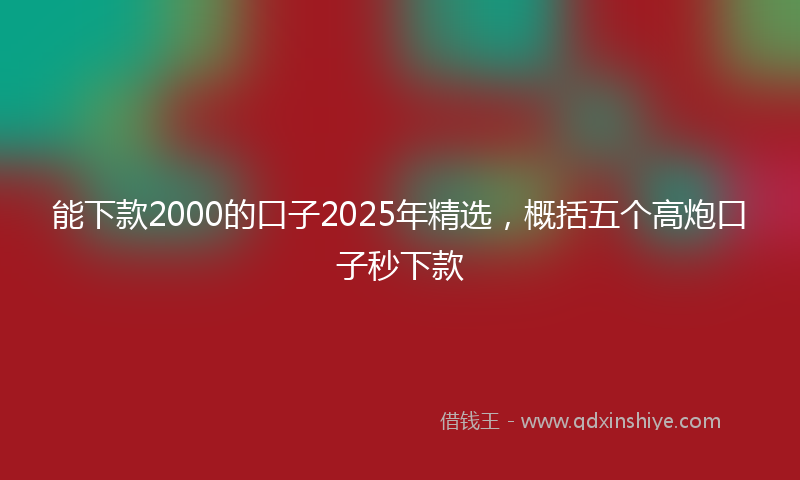 能下款2000的口子2025年精选，概括五个高炮口子秒下款