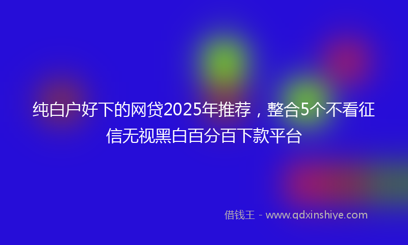 纯白户好下的网贷2025年推荐，整合5个不看征信无视黑白百分百下款平台