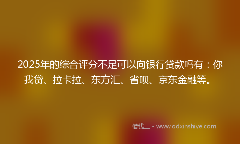2025年的综合评分不足可以向银行贷款吗有：你我贷、拉卡拉、东方汇、省呗、京东金融等。