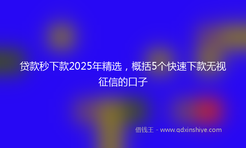 贷款秒下款2025年精选，概括5个快速下款无视征信的口子