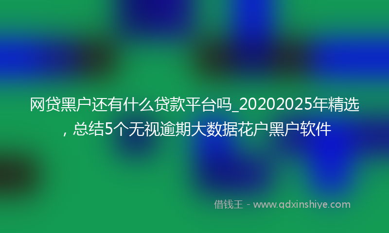 网贷黑户还有什么贷款平台吗_20202025年精选，总结5个无视逾期大数据花户黑户软件