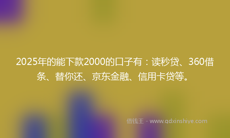 2025年的能下款2000的口子有：读秒贷、360借条、替你还、京东金融、信用卡贷等。