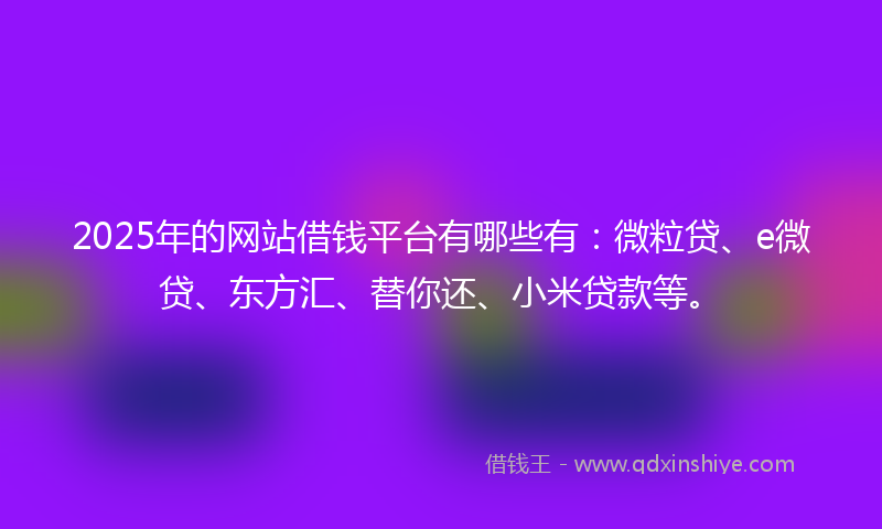 2025年的网站借钱平台有哪些有：微粒贷、e微贷、东方汇、替你还、小米贷款等。