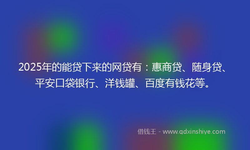 2025年的能贷下来的网贷有：惠商贷、随身贷、平安口袋银行、洋钱罐、百度有钱花等。