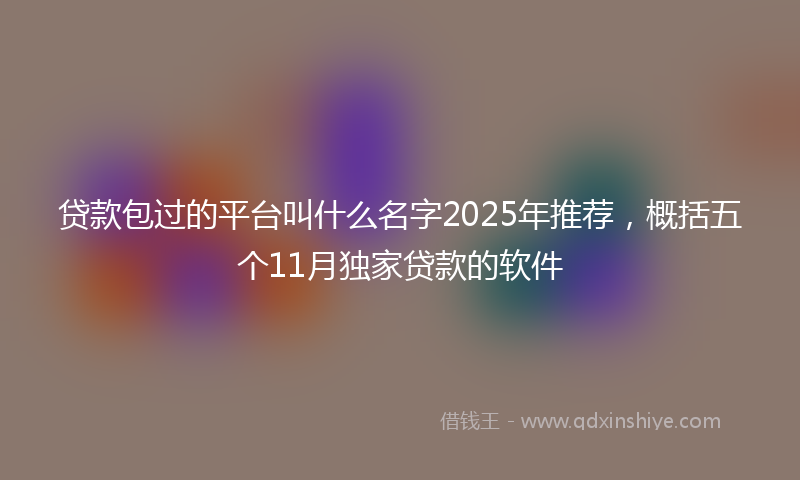 贷款包过的平台叫什么名字2025年推荐，概括五个11月独家贷款的软件