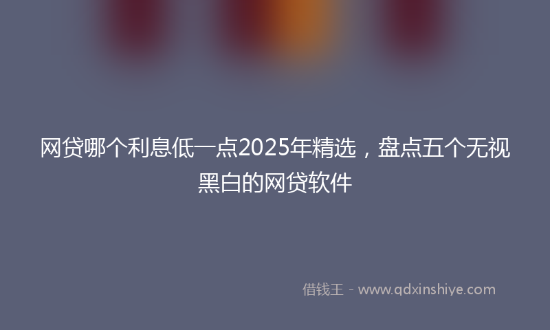 网贷哪个利息低一点2025年精选，盘点五个无视黑白的网贷软件