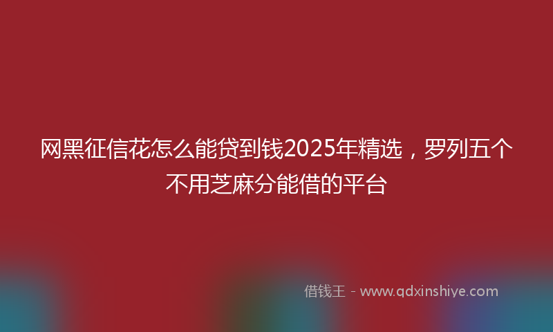 网黑征信花怎么能贷到钱2025年精选，罗列五个不用芝麻分能借的平台