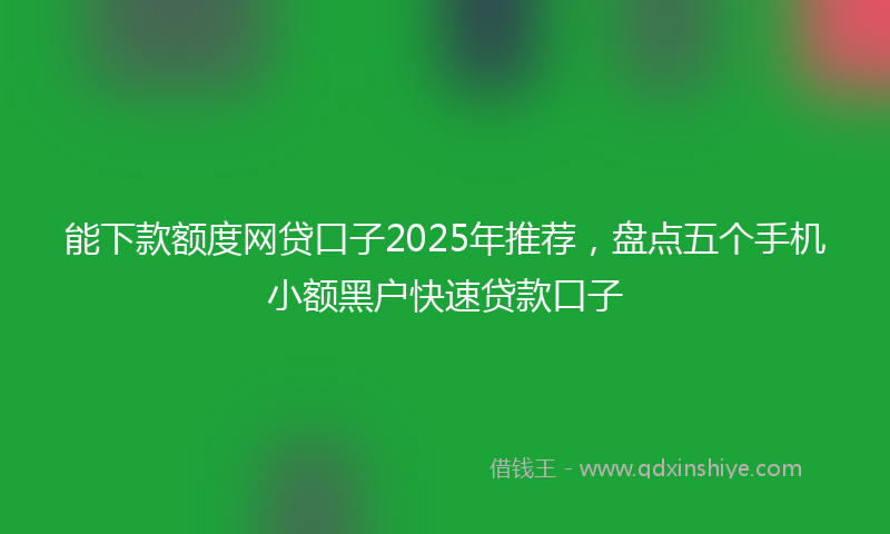 能下款额度网贷口子2025年推荐，盘点五个手机小额黑户快速贷款口子