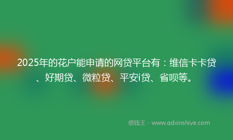 2025年的花户能申请的网贷平台有:维信卡卡贷、好期贷、微粒贷、平安i贷、省呗等。