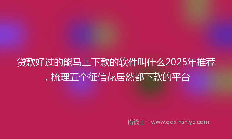 贷款好过的能马上下款的软件叫什么2025年推荐，梳理五个征信花居然都下款的平台