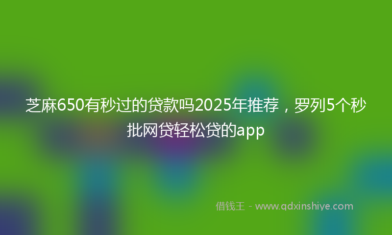 芝麻650有秒过的贷款吗2025年推荐，罗列5个秒批网贷轻松贷的app