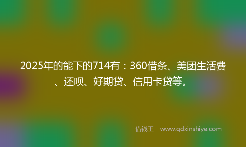 2025年的能下的714有：360借条、美团生活费、还呗、好期贷、信用卡贷等。