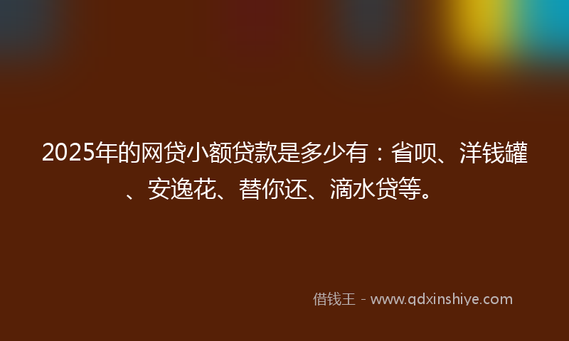 2025年的网贷小额贷款是多少有：省呗、洋钱罐、安逸花、替你还、滴水贷等。
