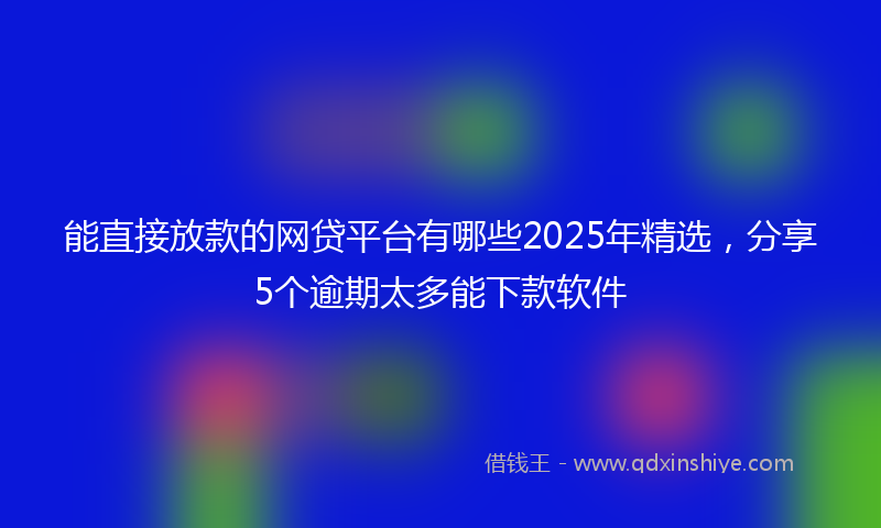 能直接放款的网贷平台有哪些2025年精选，分享5个逾期太多能下款软件