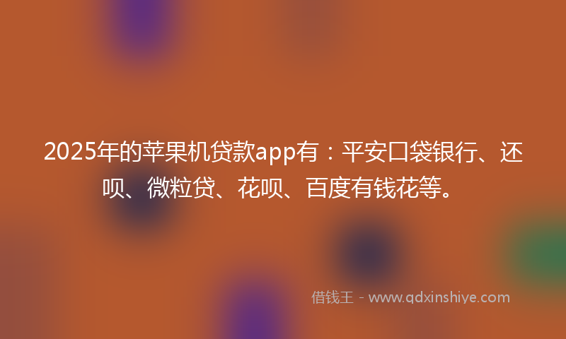 2025年的苹果机贷款app有：平安口袋银行、还呗、微粒贷、花呗、百度有钱花等。