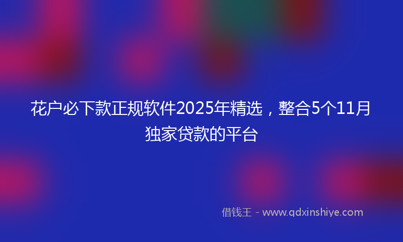 花户必下款正规软件2025年精选，整合5个11月独家贷款的平台