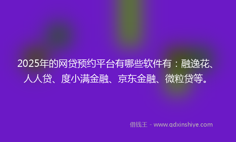 2025年的网贷预约平台有哪些软件有：融逸花、人人贷、度小满金融、京东金融、微粒贷等。