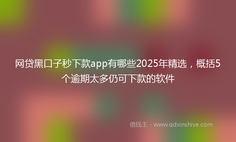 网贷黑口子秒下款app有哪些2025年精选，概括5个逾期太多仍可下款的软件
