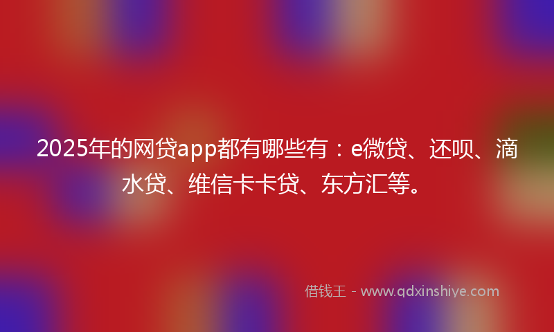 2025年的网贷app都有哪些有：e微贷、还呗、滴水贷、维信卡卡贷、东方汇等。