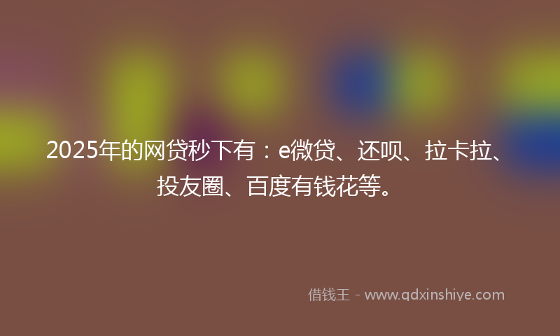 2025年的网贷秒下有：e微贷、还呗、拉卡拉、投友圈、百度有钱花等。
