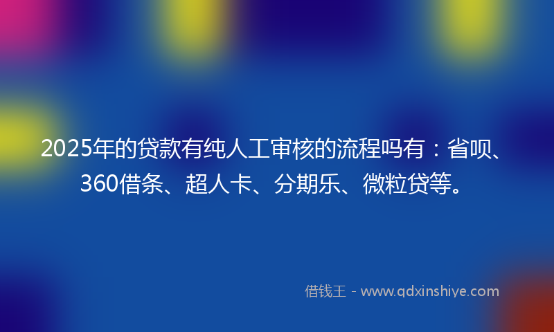2025年的贷款有纯人工审核的流程吗有：省呗、360借条、超人卡、分期乐、微粒贷等。