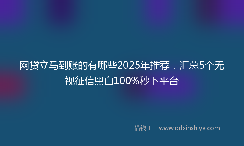 网贷立马到账的有哪些2025年推荐，汇总5个无视征信黑白100%秒下平台