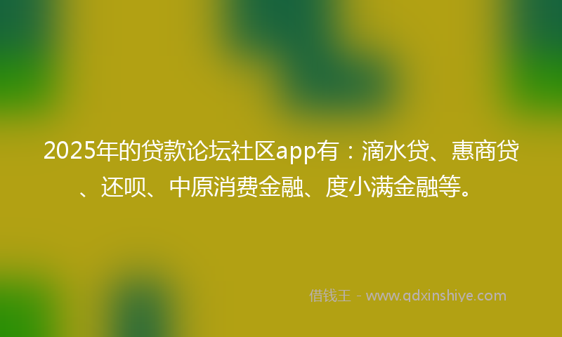 2025年的贷款论坛社区app有：滴水贷、惠商贷、还呗、中原消费金融、度小满金融等。