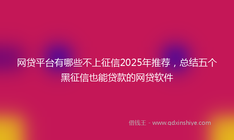 网贷平台有哪些不上征信2025年推荐，总结五个黑征信也能贷款的网贷软件