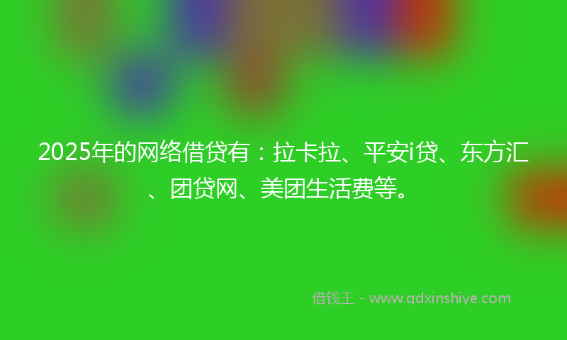 2025年的网络借贷有：拉卡拉、平安i贷、东方汇、团贷网、美团生活费等。
