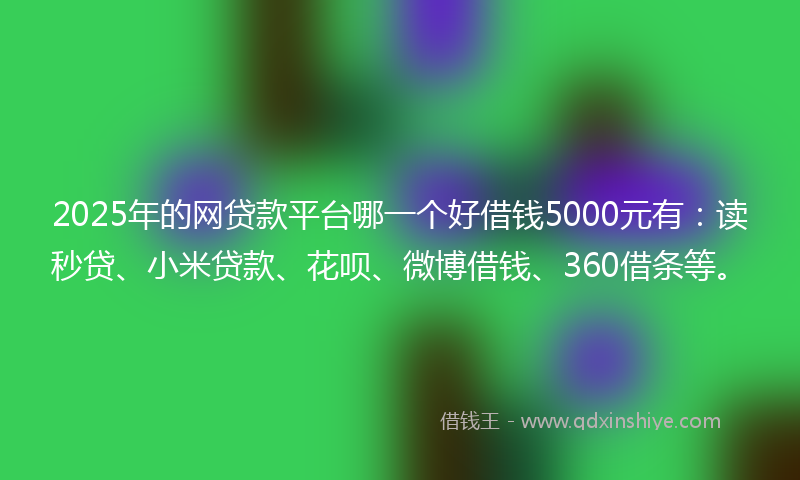 2025年的网贷款平台哪一个好借钱5000元有：读秒贷、小米贷款、花呗、微博借钱、360借条等。