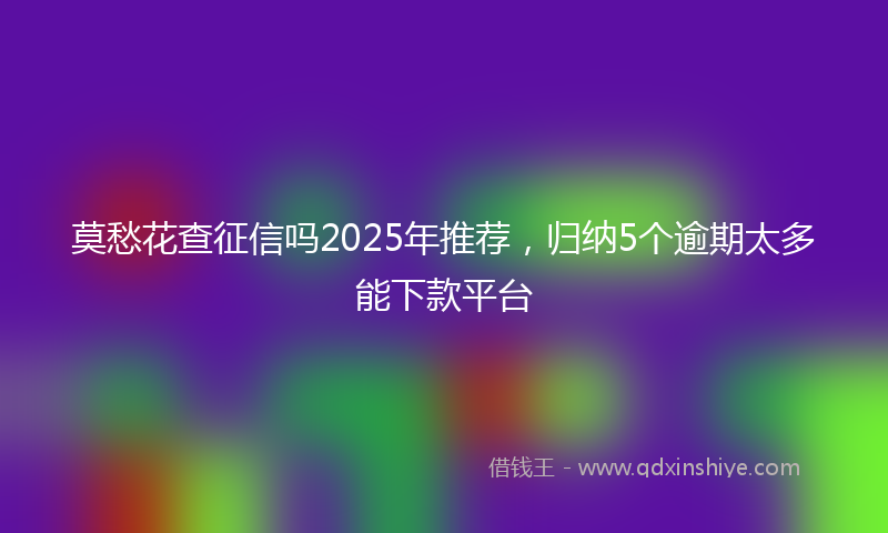 莫愁花查征信吗2025年推荐，归纳5个逾期太多能下款平台