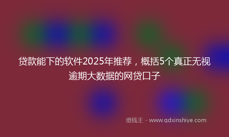 贷款能下的软件2025年推荐，概括5个真正无视逾期大数据的网贷口子