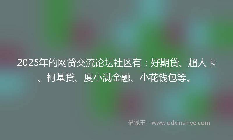 2025年的网贷交流论坛社区有：好期贷、超人卡、柯基贷、度小满金融、小花钱包等。