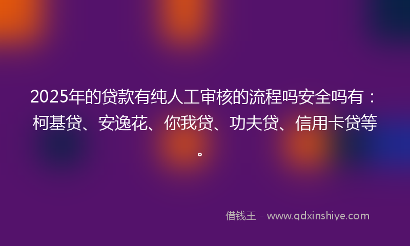 2025年的贷款有纯人工审核的流程吗安全吗有：柯基贷、安逸花、你我贷、功夫贷、信用卡贷等。