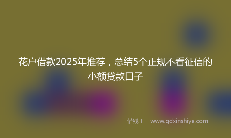 花户借款2025年推荐，总结5个正规不看征信的小额贷款口子