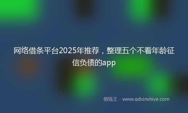 网络借条平台2025年推荐，整理五个不看年龄征信负债的app