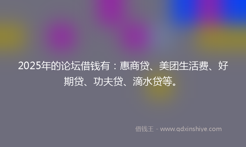 2025年的论坛借钱有：惠商贷、美团生活费、好期贷、功夫贷、滴水贷等。