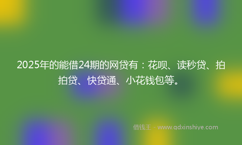 2025年的能借24期的网贷有：花呗、读秒贷、拍拍贷、快贷通、小花钱包等。